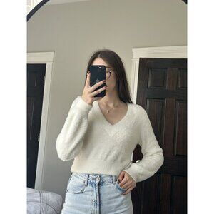 White Sunday Best Cropped Sweater Size Small